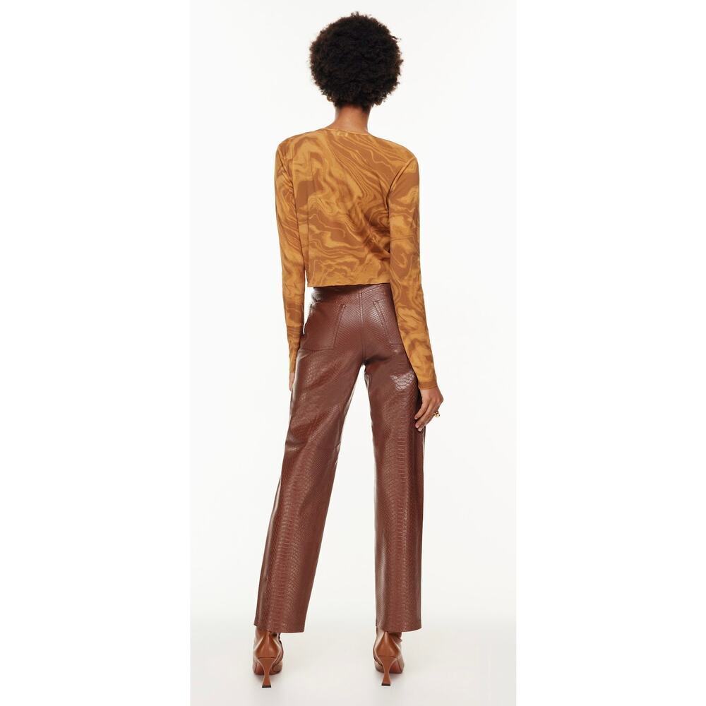 Wilfred The Melina High Waisted Vegan Leather Pants Size 4 Brown Textured - Picture 2 of 10